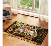 Native American Folk Art Tapis d'alimentation pour chien et chat en cuir absorbant la nourriture pour bol d'eau Imperméable sans taches Séchage rapide Antidérapant 45 x 30 cm