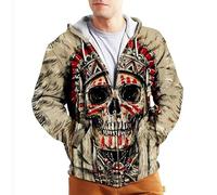 Native American Indian 3D Imprimé Femmes Hommes Zip Fermer Capuche Casual À Capuche Sweatshirt Manches Longues Veste Top avec Poche