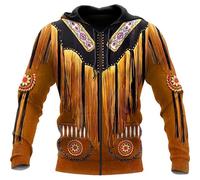 Native American Indian 3D Imprimé Femmes Hommes Zip Fermer Capuche Esthétique Manches Longues À Capuche Sweatshirt Casual Veste Top