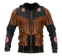 Native American Indian 3D Imprimé Femmes Hommes Zip Fermer Capuche Esthétique Manches Longues À Capuche Sweatshirt Casual Veste Top
