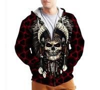 Native American Indian 3D Imprimé Femmes Hommes Zip Fermer Capuche Manches Longues Sweatshirt Harajuku Veste Cardigan Top