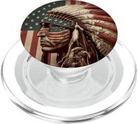 Native American Indian Chief American USA Flag PopSockets PopGrip pour MagSafe