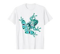 Native American Indian Style Frog Art Pacific Northwest T-Shirt Graphique avec Valeur, Homme, Blanc, S