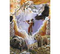 Native American Indians and Wolves,Adult 1500-piece Puzzle,Teen Boys and Girls Jigsaw Puzzles,Challenging Puzzles for Party Games Kids Family Friends,57x87cm