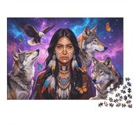 Native American Jigsaw Puzzles 1000 Piècess Papier Recyclé Wolf Spirit Adulte Jigsaws Developing Boy & Girl‘s Intelligence Jeu Éducatif for Family 70x50cm/1000pcs