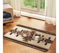 Native American Painting Pet Absorbant Tapis de gamelle en cuir pour chien ou chat