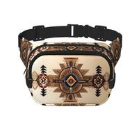 Native American Painting Square Double Layer Waist Bag Belt - Sac banane unisexe partout pour la course, les voyages, la randonnée, le fitness, noir, taille unique, Noir/blanc, One Size
