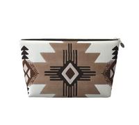 Native American Prints Trousse de toilette de voyage en cuir PVC avec fermetures éclair dorées, organiseur étanche pour maquillage, articles de toilette et essentiels, doré, One Size, Trousse de