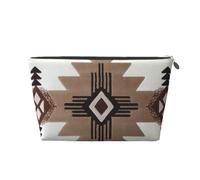 Native American Prints Trousse de toilette de voyage en cuir PVC avec fermetures éclair dorées, organiseur étanche pour maquillage, articles de toilette et essentiels, Argenté., One Size, Trousse de