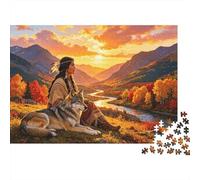 Native American Puzzle 1000 Pièces Matériau Recy utumn Mountain Puzzle pour Garçons et Filles Cadeau Amusant et Activité Maison Ideal for Child‘s Birthday Gift 38x26cm/1000pcs
