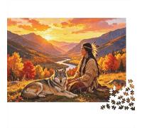 Native American Puzzle pour Adults 1000Pc Recyclable Paper Autumn Wilderness Jigsaw Puzzle Parent Child Game Props Developing Boy & Girl‘s Intelligence Toy 52x38cm/1000pcs