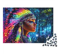 Native American Puzzles 1000 Pièces Matériau Recy olorful Portrait Puzzles pour Personnes Âgées Soulage la Démence Sénile Amusant Activité de Jeu Familial Maison 52x38cm/1000pcs