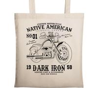 Native American Sac fourre-tout en fer foncé et roues en coton écologique naturel Beige