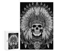 Native American Skull Art Print Puzzle 300 Pièces Educa Jouet en Bois Cadeau Unique Décoration Intérieure Jeu Éducatif Challenge Toy Adultes Et Enfants À Partir De 14 Ans 300 PCS
