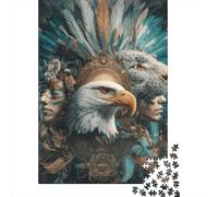 Native American Spirit Animal Art Puzzles 1000 Pieces Cadeau Unique Jeu Éducatif Challenge Toy À De Qualité Supérieure Peinture Art pour Adultes Enfants 38x26cm/1000pcs