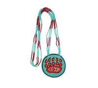 Native American Style Beaded Layered Necklace- Ukrainian beaded Necklace Native Handmade Seed Bead Necklace,Tribal ethnic beaded necklace #1 (Bear paw Turquoise (3inch) Without Earrings)