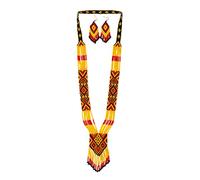 Native American Style Beaded Necklace- Ukrainian beaded Necklace Native Handmade Seed Bead Necklace,Tribal ethnic beaded necklace (Yellow)