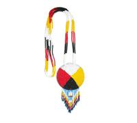 Native American Style Layered Beaded Necklace- Medallion beaded Necklace Handmade Seed Bead Necklace,Tribal ethnic beaded necklace MN-25-33 (Red White Black Yellow(4 Direction))