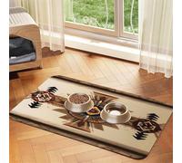 Native American Tapis de nourriture pour animaux de compagnie 43,7 x 30 cm absorbant antidérapant en cuir synthétique avec fond en caoutchouc à séchage rapide