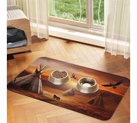 Native American Tribes Tapis d'alimentation absorbant en cuir PU pour chien et chat - Protège les sols - Dos en caoutchouc antidérapant - Facile à nettoyer - 30 x 45 cm