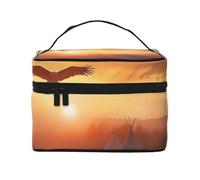 Native American Tribes Trousse de maquillage de voyage - Organiseur de toilette portable avec compartiments zippés pour pinceaux, bouteilles et soins de la peau