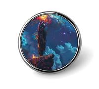 Native American Warrior Vintage Round Brooch Pin Badge Lapel Tie Pin for Women Men Office Worker Teacher Decor
