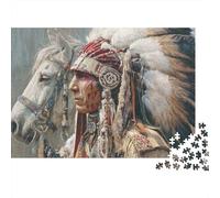 Native American Warrior with Horse Puzzle 1000 Pièces Educa Jouet en Bois Jeu D'Intelligence Décoration Intérieure Jeu Éducatif Challenge Toy Adultes & Enfants des 14 Ans 38x26cm/1000pcs