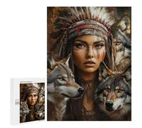 Native American Wolf Spirit Art Puzzle 1000 Pièces Educa Jouet en Bois Cadeau Unique Décoration Intérieure Jeu Éducatif Challenge Toy Adultes Et Enfants À Partir De 14 Ans 500 PCS