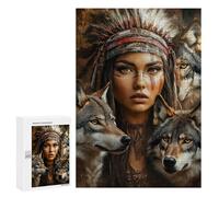 Native American Wolf Spirit Art Puzzle 1000 Pièces Educa Jouet en Bois Cadeau Unique Décoration Intérieure Jeu Éducatif Challenge Toy Adultes Et Enfants À Partir De 14 Ans 300 PCS