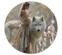 Native American Woman, Wolf, Attrape-rêves Cadeau Unique Décoration Intérieure Jeu ÉduChatif Challenge Toy Adultes & Enfants des 14 Ans 1000pcs (67.5x67.5cm)