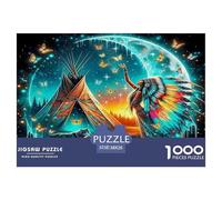 Native Americans And The Moon Puzzles 1000 Pièces Pour Adultes Et Enfants Nature De L'art De La Décoration Moderne Jeu Cadeau Unique 1000 Pieces Pour Jeux D'activités Familiales Cadeaux De Voyage 38x2