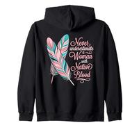 Native Blood Woman Citation Indigenous Feather Indian Sweat à Capuche