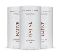 Native Déodorant Femmes & Hommes - Sans Alcool & Aluminium - Parfum Coco & Vanille - Avec Beurre de Karité, Huile de Coco & Bicarbonate de Soude - Contrôle Odeurs 72 Heures (Lot de 3, 75 ml chacun)