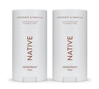 Native Déodorant Femmes & Hommes - Sans Alcool & Aluminium - Parfum Coco & Vanille - Avec Beurre de Karité, Huile de Coco & Bicarbonate de Soude - Contrôle Odeurs 72 Heures (Lot de 2, 75 ml chacun)