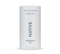 Native Déodorant femme et homme sans aluminium ni alcool - Fait avec des ingrédients d'origine naturelle tel le beurre de karité - Protection anti-odeurs 72 h - Parfum sel de mer et cèdre - 75 ml