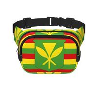 Native Hawaiian Flag Printed Fashion Crossbody Bag Hiking Waist Bag Square Double Layer Travel and Fitness Shoulder Bag Black, One Size