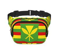 Native Hawaiian Flag Unisexe Taille Réglable Carré Double Couche Ceinture Pack pour Activités de Plein Air Voyage Course Randonnée, Noir , Taille unique