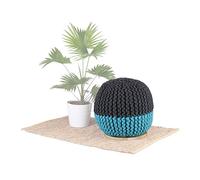 Native Home Tabouret 2 en 1, Petite Table & Siège, Petit Pouf Rond, Tricoté, HLP 40 x 40 x 40 cm, Bleu-Gris