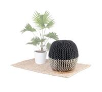 Native Home Tabouret 2 en 1, Table & Siège, Petit Pouf Rond, Tricoté, HLP 40 x 40 x 40 cm, Gris, Coton