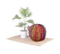 Native Home Tabouret 2 en 1, Table & Siège, Petit Pouf Rond, Tricoté, HLP 40 x 40 x 40 cm, Multicolore, Coton