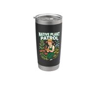 Native Plant Patrol Passionné de jardinage et de conservation des plantes vertes Gobelet isotherme en acier inoxydable double paroi