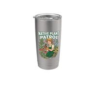 Native Plant Patrol Passionné de jardinage et de conservation des plantes vertes Gobelet isotherme en acier inoxydable double paroi