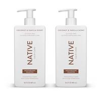 Native Shampooing Hydratant Coco & Vanille - Tous Types de Cheveux, Colorés & Traités, Fins à Secs Abîmés, Sans Sulfates, Sans Silicones & Sans Colorants (Lot de 2, 487 ml chacun)
