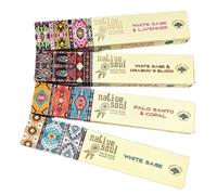 Native Soul NS1 Lot de 4 bâtons d'encens avec brûleur d'encens JRose - Sauge blanche et lavande, sang de dragon, Palo Santo et Copal - Arbre vert naturel Masala - Nettoyage et méditation NS1