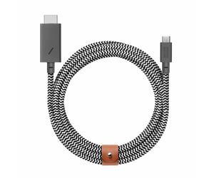Native Union BELT-C-HDMI-ZEB-3 câble vidéo et adaptateur 3 m HDMI Type A (Standard) USB Type-C Noir, Blanc