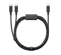 Native Union Belt Cable 2-en-1 - 6,5 pieds USB-C vers deux connecteurs USB-C - Matériaux recyclés - Haute vitesse multi-appareils, dragonne en cuir (Cosmos)