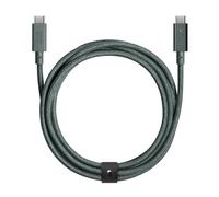 Native Union -Câble de chargement Type-C Belt Cable Pro-8 pieds -USB-C vers USB-C - Ultra-résistant - 240W - Avec sangle en cuir - iPhone 16,16 Pro Max, MacBook Pro 14"/16" M2, Air 15" M2-Vert Ardoise