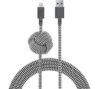 Native Union Câble NIGHT - Câble de 3 Mètres Ultra Solide Renforcé de [Certifié Mfi] Câble Lightning à USB avec Nœud Lesté compatible avec iPhone 14, iPhone 13 et versions antérieures (Zebra)