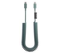 Native Union Câble USB-C Pop XL - Enroulé extensible - 2,4 m/7,9 ft Câble de charge ultra-résistant compatible avec iPhone Air, 17e, 17 Pro Max, iPad Pro M5, Galaxy S26, Fold 7 (Vert ardoise)