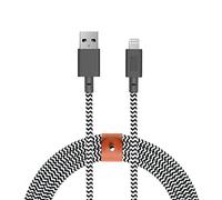 Native Union Câble Belt XL - Câble de 3 Mètres Ultra Solide Renforcé de [Certifié Mfi] Câble Lightning à USB avec Courroie Compatible avec iPhone/iPad (Zebra)